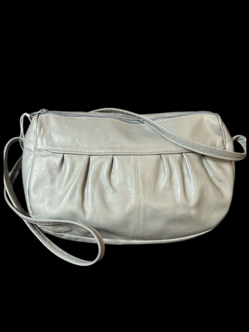 Vintage Gray Leather Cantessa Shoulder Bag